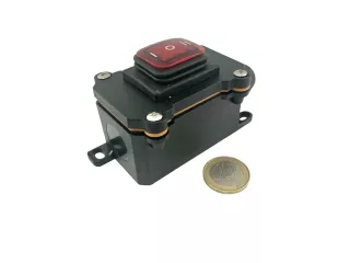 Electric quick coupler adjustment cylinder for front loader, with switch (6)