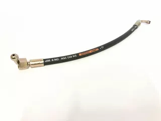 Hydraulic rubber hose pipe with 90°, M16-M20 x1.5 x 520 end fittings on both side (0)