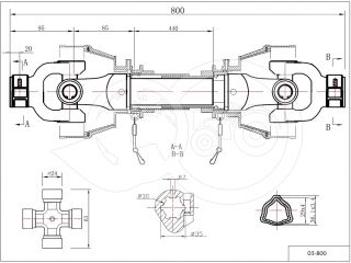 PTO drive shaft complete 20HP (15kW), 800mm, tractor (2)