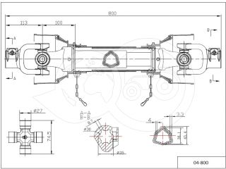 PTO drive shaft complete 34HP (25kW), 800mm, tractor (3)