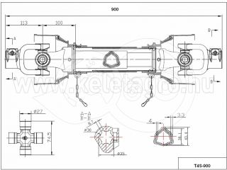 PTO drive shaft complete 34HP (25kW), 900mm, tracto (3)