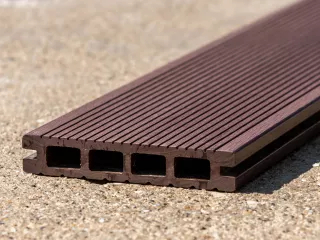 WPC terrace decking, dark reddish brown (