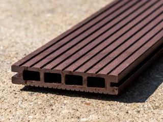 WPC terrace decking, dark reddish brown (
