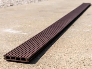 WPC terrace decking, dark reddish brown (