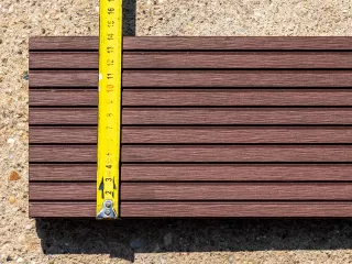 WPC terrace decking, dark reddish brown (