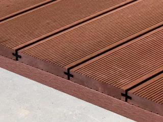 WPC terrace decking, dark reddish brown (