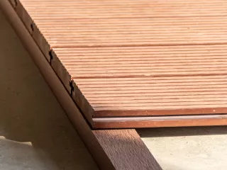 WPC terrace decking, dark reddish brown (