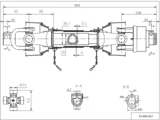 Zapfwelle 15kW / 20PS, L=800mm, mit Freilauf (3)
