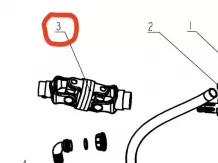 Drive shaft between pump and fan for Komondor FAP-200 sprayer