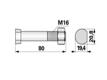 eke csavar anyával 16x80 (ekenád), ovális fejű