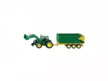 Siku Spielzeugtraktor John Deere 6920S mit Frontlader und Anhänger